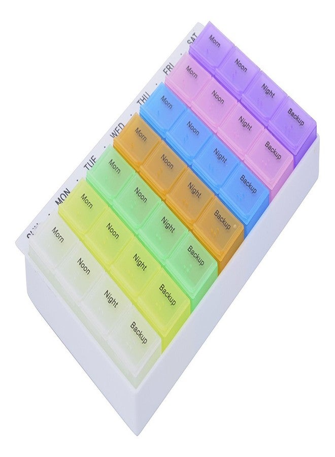ATETO Pill Medicine Organizer | 7 Day Weekly Pill Case | Colorful Weekly Travel Pill Planner| Portable Travel Kits | Dust-Proof Box For Pills/Vitamin/Supplements (Plastic, Set of 1) - Image 4
